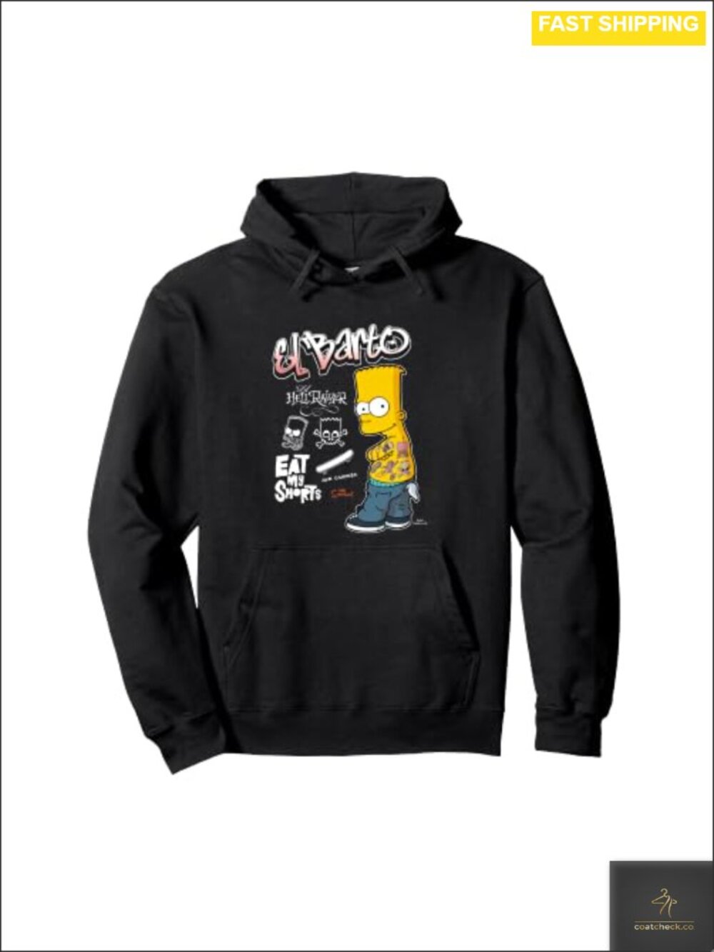 The Simpsons El Barto Eat My Shorts Pullover Hoodie Classic Fit Twill-Taped Neck